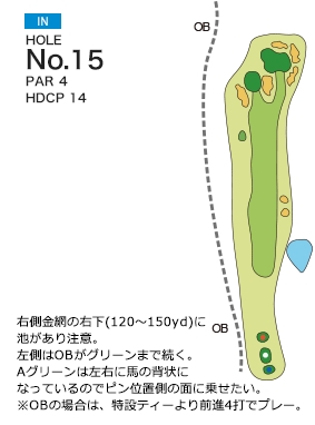 阿見ゴルフクラブ IN15番ホール コース図