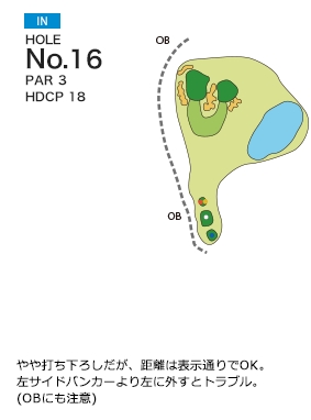 阿見ゴルフクラブ IN16番ホール コース図