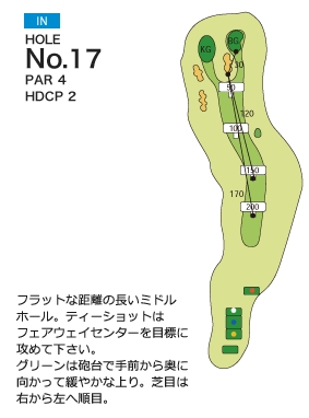 グレート岡山ゴルフ倶楽部 IN17番ホール コース図
