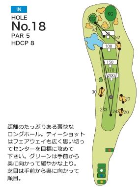 グレート岡山ゴルフ倶楽部 IN18番ホール コース図