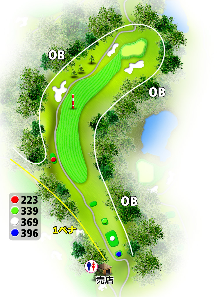 つくでゴルフクラブ IN15番ホール コース図