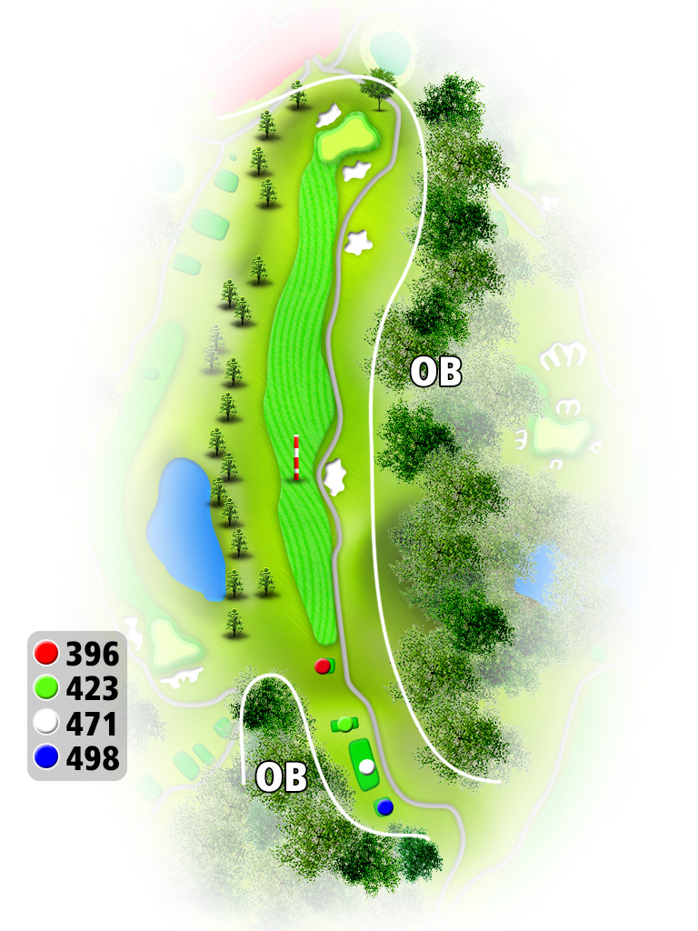 つくでゴルフクラブ OUT9番ホール コース図