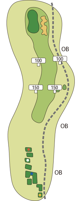 プレステージカントリークラブ 東コースOUT2番ホール コース図