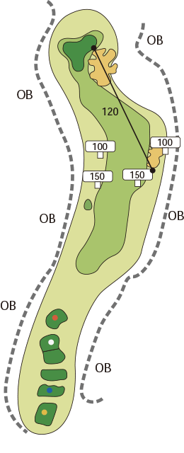 プレステージカントリークラブ 西コースOUT5番ホール コース図