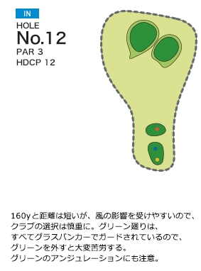 皐月ゴルフ倶楽部 天拝コース IN12番ホール コース図