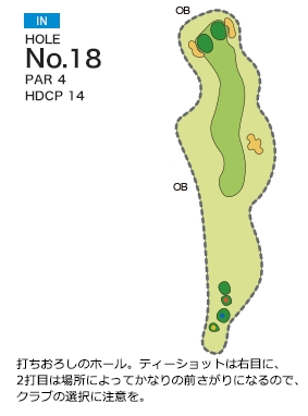 皐月ゴルフ倶楽部 天拝コース IN18番ホール コース図