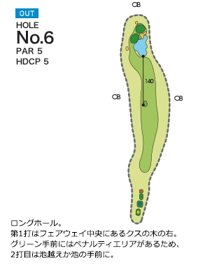 皐月ゴルフ倶楽部 天拝コース OUT6番ホール コース図