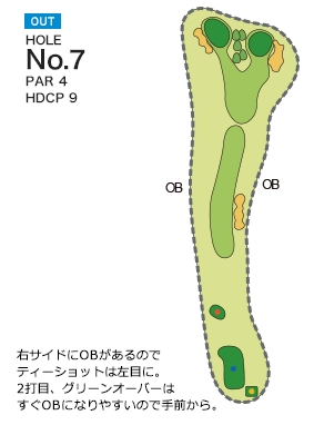 皐月ゴルフ倶楽部 天拝コース OUT7番ホール コース図