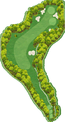 岡山御津カントリークラブ OUT1番ホール コース図