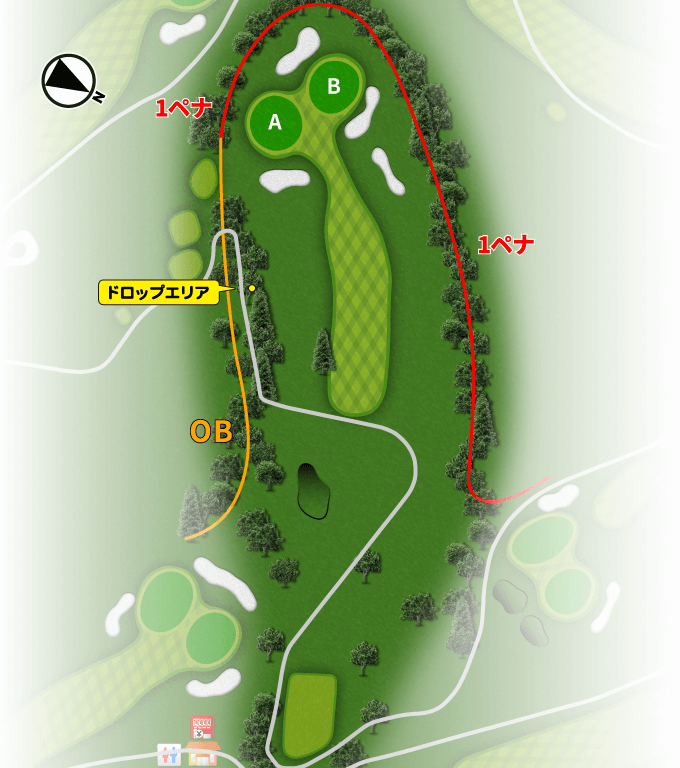 修善寺カントリークラブ OUT7番ホール コース図