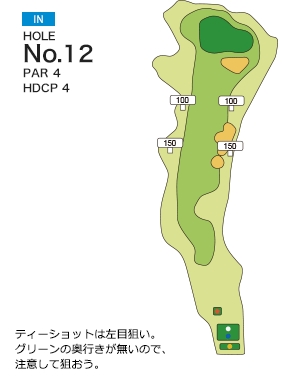 赤坂レイクサイドカントリークラブ IN12番ホール コース図