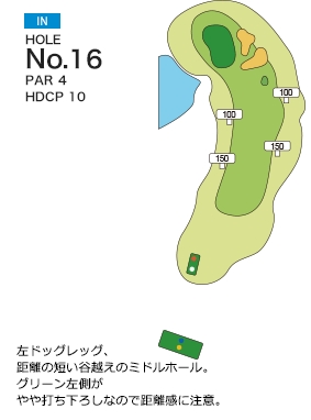 赤坂レイクサイドカントリークラブ IN16番ホール コース図