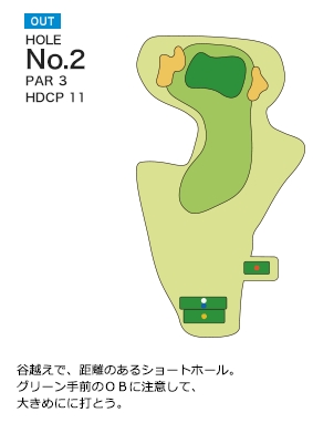 赤坂レイクサイドカントリークラブ OUT2番ホール コース図