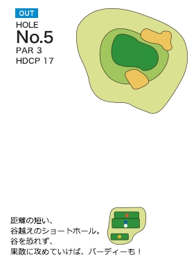 赤坂レイクサイドカントリークラブ OUT5番ホール コース図