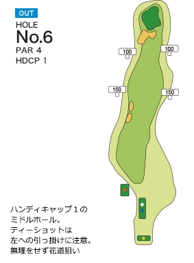 赤坂レイクサイドカントリークラブ OUT6番ホール コース図