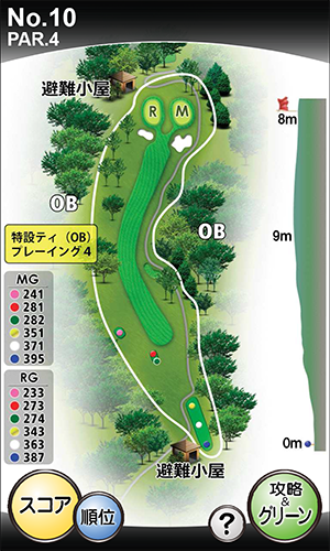 中須ゴルフ倶楽部 IN10番ホール コース図