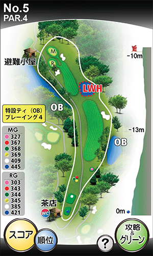 中須ゴルフ倶楽部 OUT5番ホール コース図