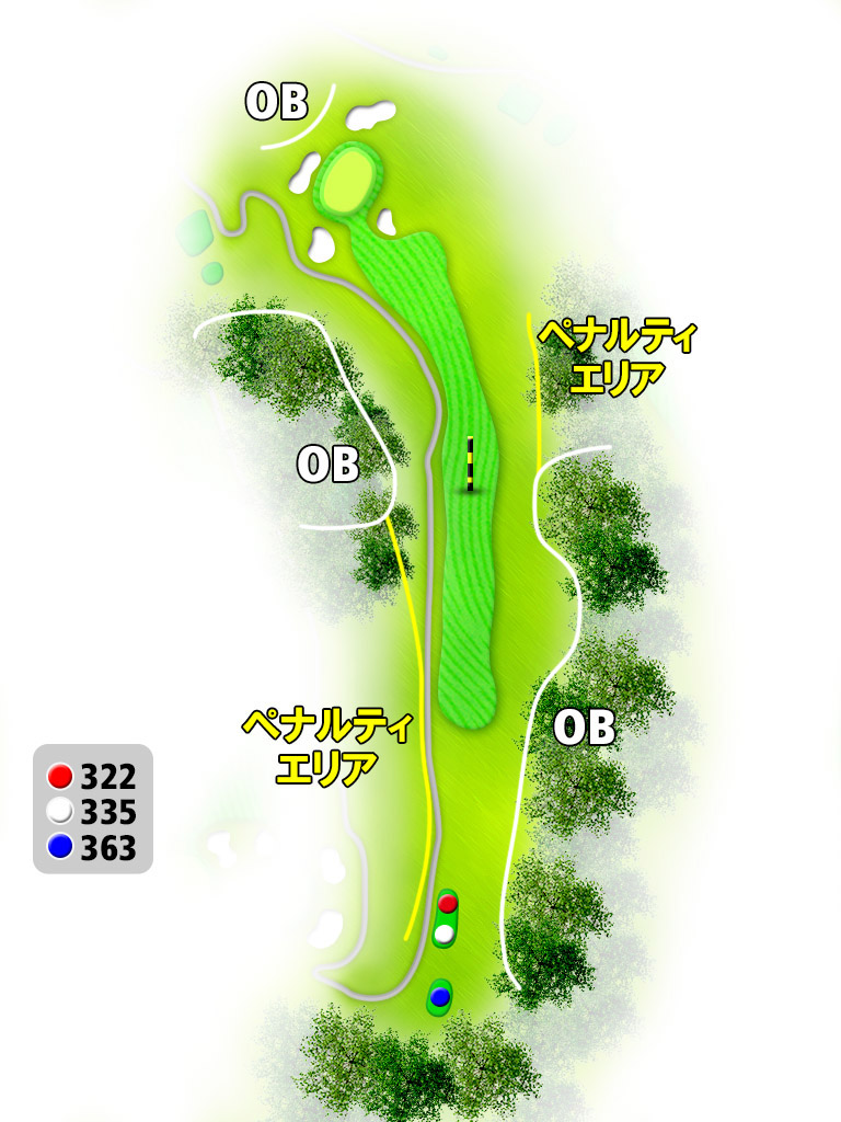 房州カントリークラブ IN15番ホール コース図