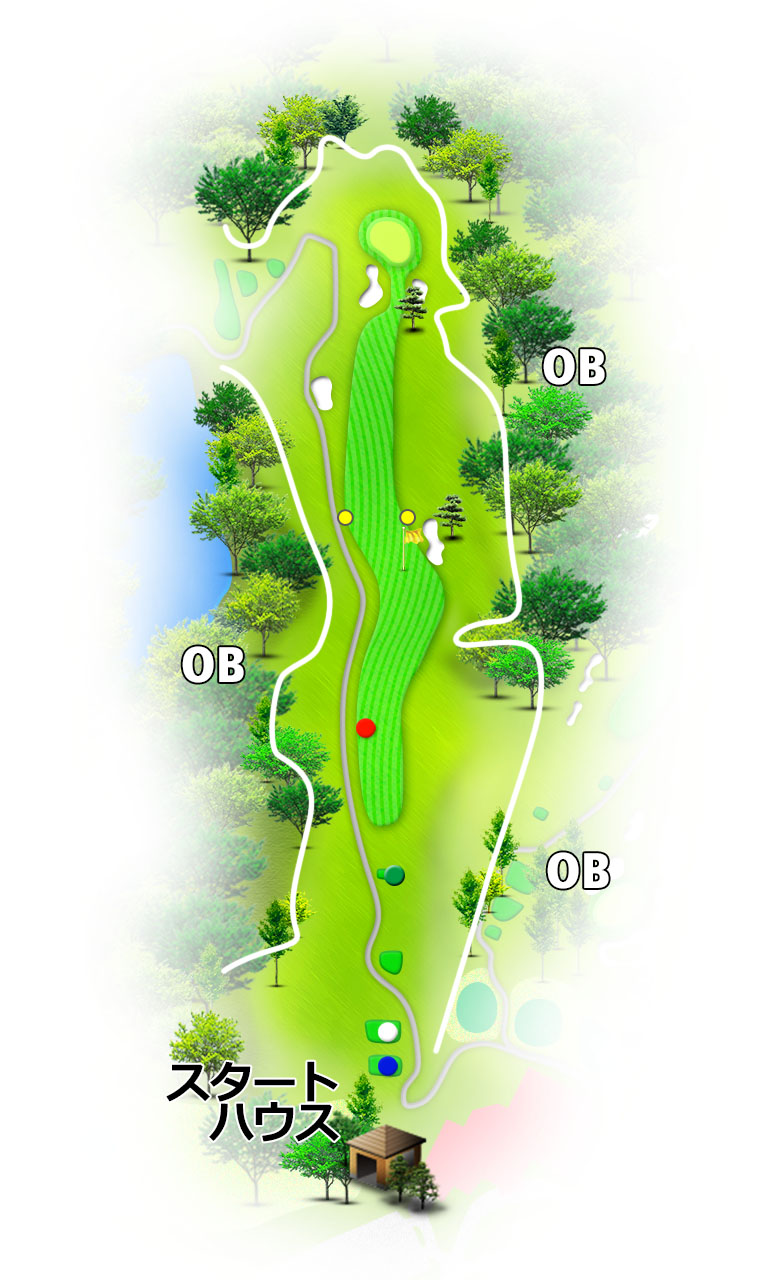 小名浜カントリー倶楽部 東コース1番ホール コース図