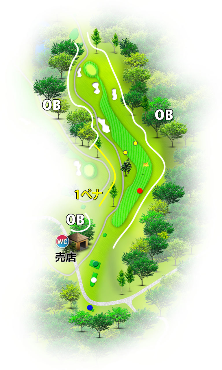 小名浜カントリー倶楽部 東コース6番ホール コース図
