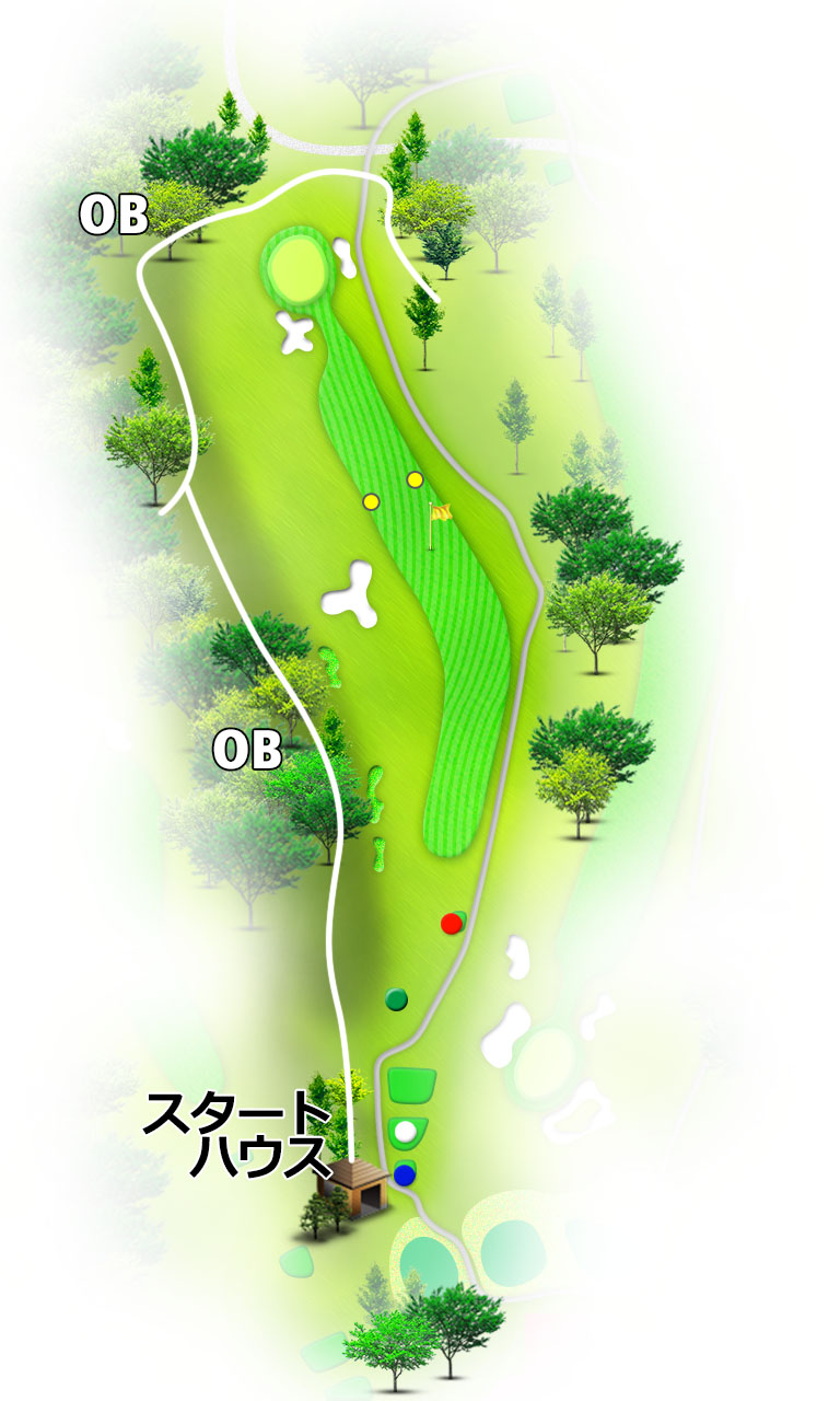 小名浜カントリー倶楽部 南コース1番ホール コース図