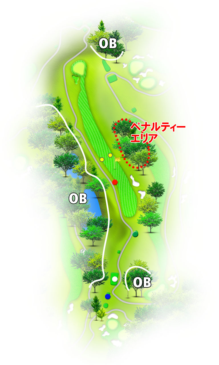 小名浜カントリー倶楽部 南コース4番ホール コース図