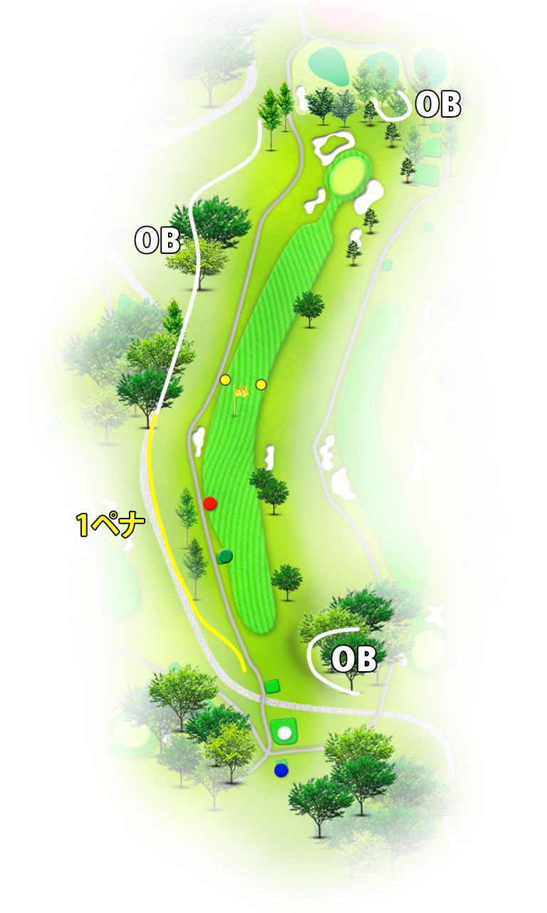 小名浜カントリー倶楽部 南コース9番ホール コース図