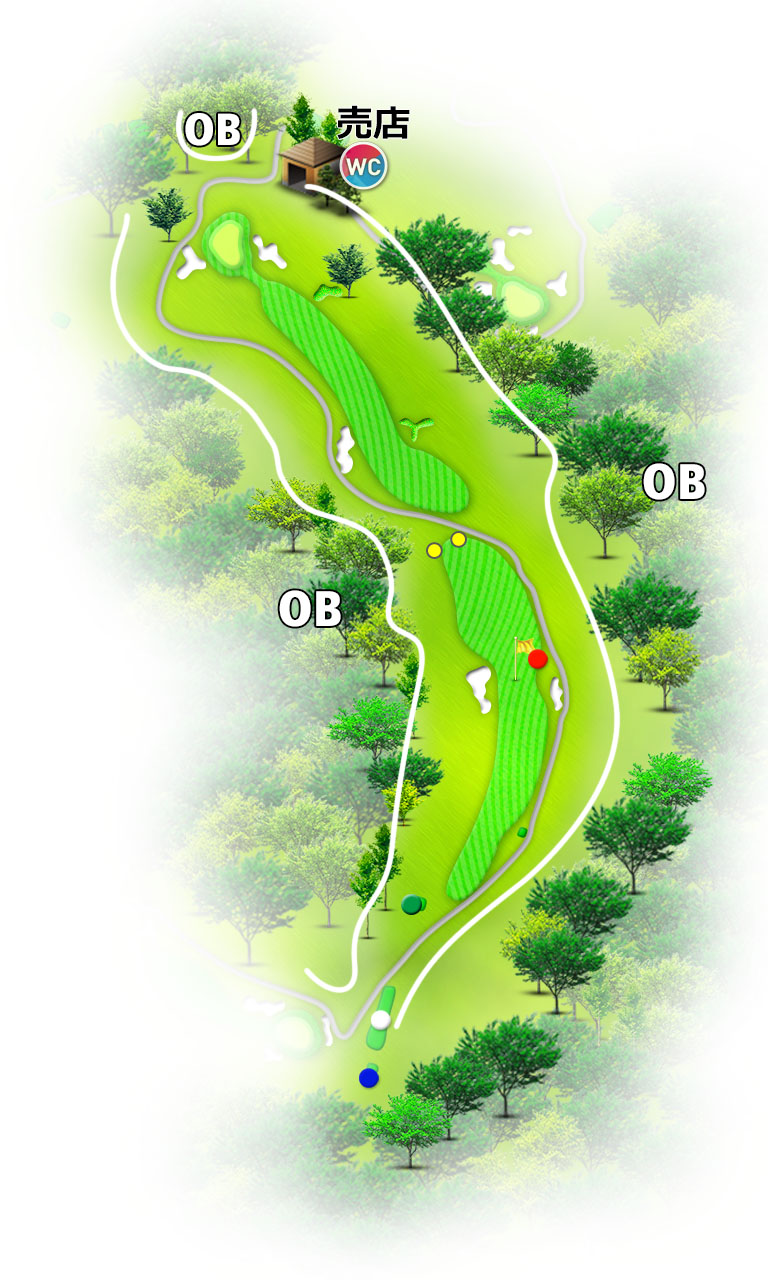 小名浜カントリー倶楽部 西コース6番ホール コース図