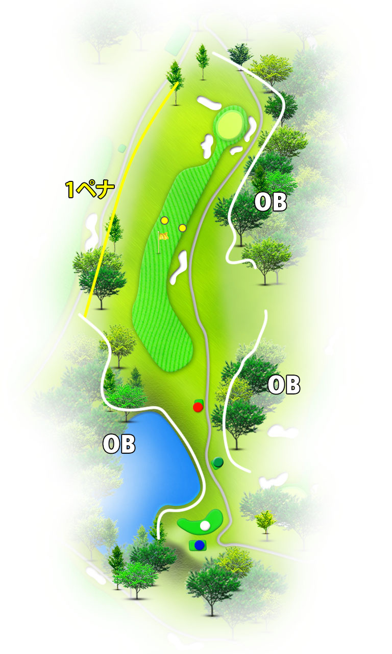 小名浜カントリー倶楽部 西コース9番ホール コース図