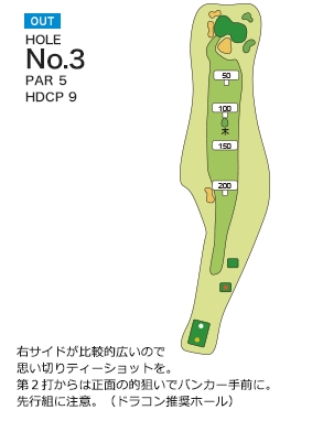 松山ロイヤルゴルフ倶楽部 OUT3番ホール コース図