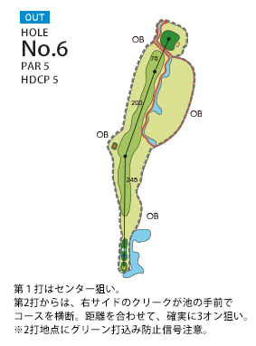 笹平カントリー倶楽部 OUT6番ホール コース図