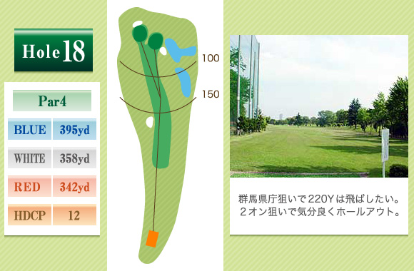 前橋ゴルフ場 IN18番ホール コース図
