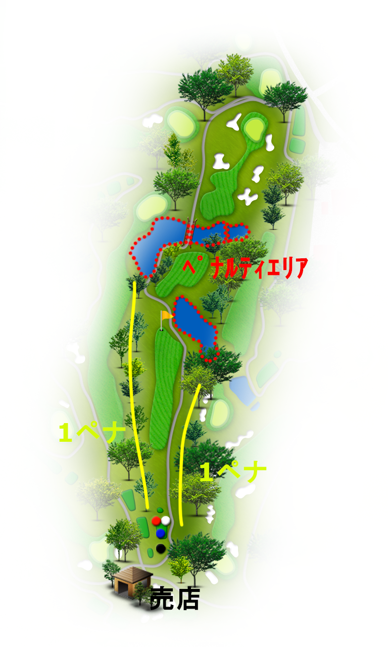 かすみがうらゴルフクラブ（旧：かすみがうらＯＧＭゴルフクラブ） 東コース9番ホール コース図