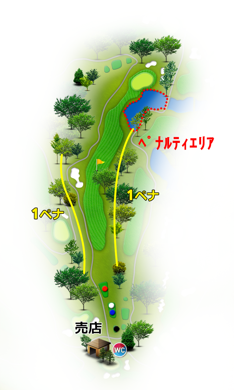 かすみがうらゴルフクラブ（旧：かすみがうらＯＧＭゴルフクラブ） 中コース5番ホール コース図