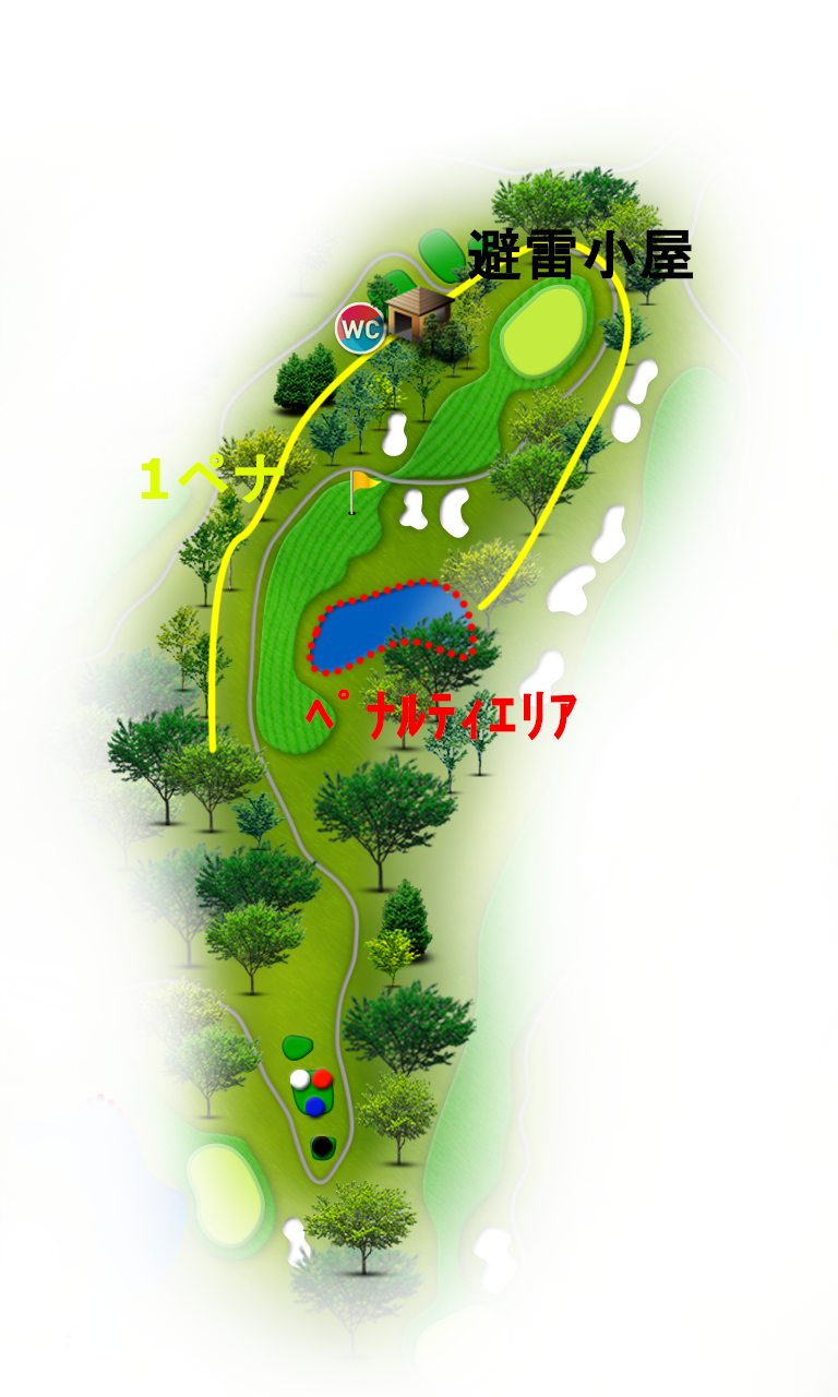 かすみがうらゴルフクラブ（旧：かすみがうらＯＧＭゴルフクラブ） 中コース6番ホール コース図