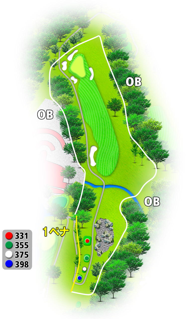 サンクラシックゴルフクラブ OUT1番ホール コース図