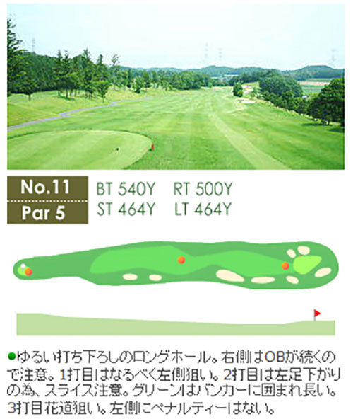 琵琶池ゴルフ倶楽部 IN11番ホール コース図