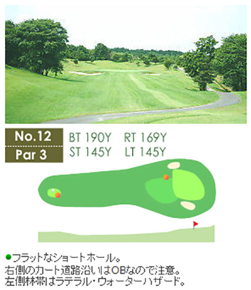 琵琶池ゴルフ倶楽部 IN12番ホール コース図