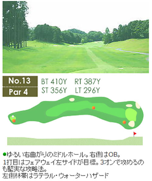 琵琶池ゴルフ倶楽部 IN13番ホール コース図