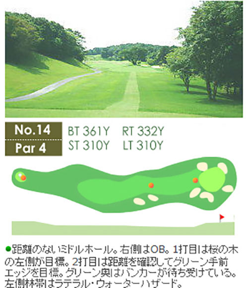 琵琶池ゴルフ倶楽部 IN14番ホール コース図
