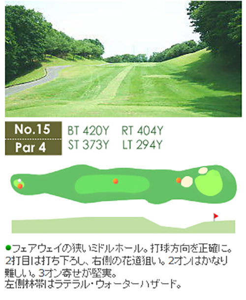 琵琶池ゴルフ倶楽部 IN15番ホール コース図