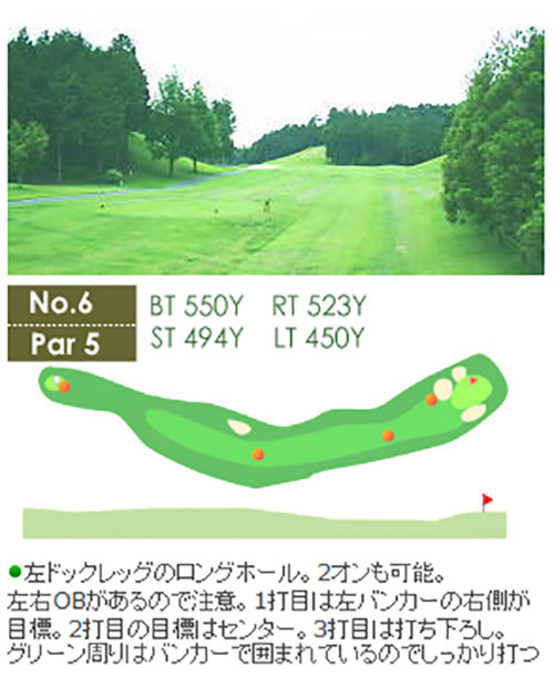 琵琶池ゴルフ倶楽部 OUT6番ホール コース図