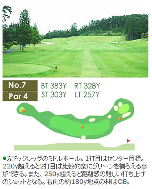 琵琶池ゴルフ倶楽部 OUT7番ホール コース図
