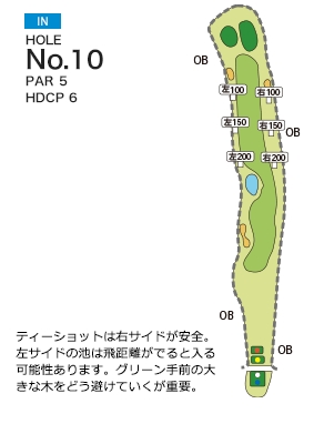 法隆寺カントリー倶楽部 IN10番ホール コース図