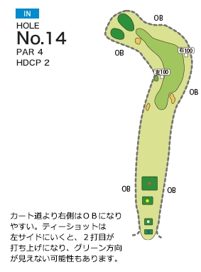 法隆寺カントリー倶楽部 IN14番ホール コース図