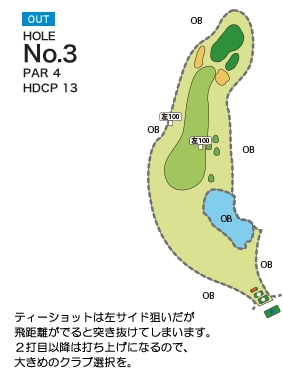 法隆寺カントリー倶楽部 OUT3番ホール コース図