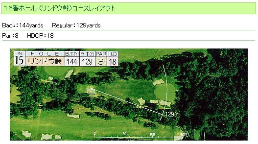 三原カンツリークラブ IN15番ホール コース図