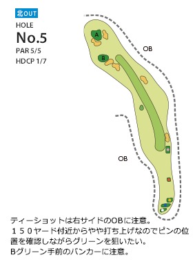 東広島カントリークラブ 北OUT5番ホール コース図