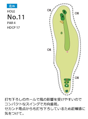 東広島カントリークラブ 北IN11番ホール コース図