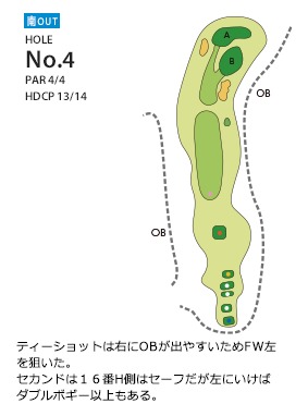 東広島カントリークラブ 南OUT4番ホール コース図